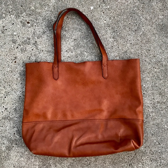 Sole Society Handbags - Sole Society Vegan Leather Tote in Cognac
